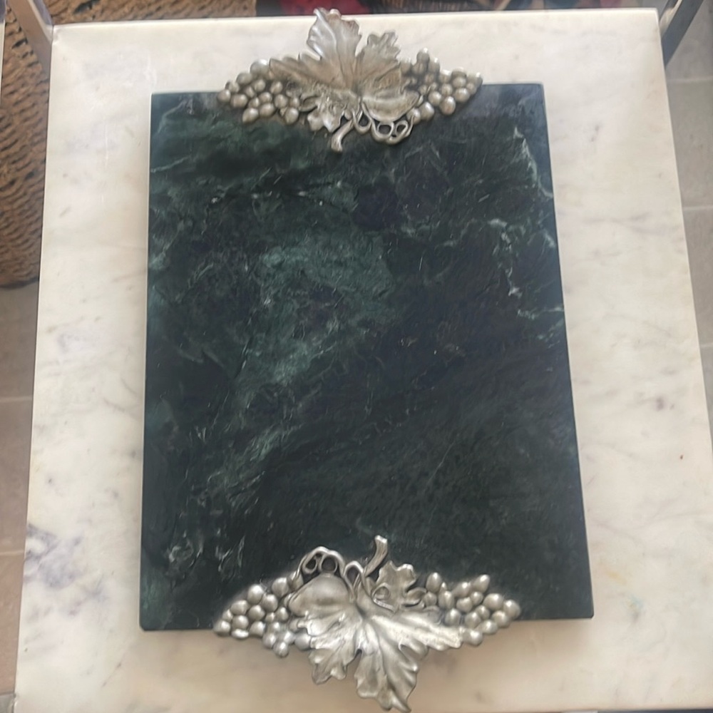 Vintage Unique Green Natural Marble Charcuterie Serving Tray Entertaining | Gift